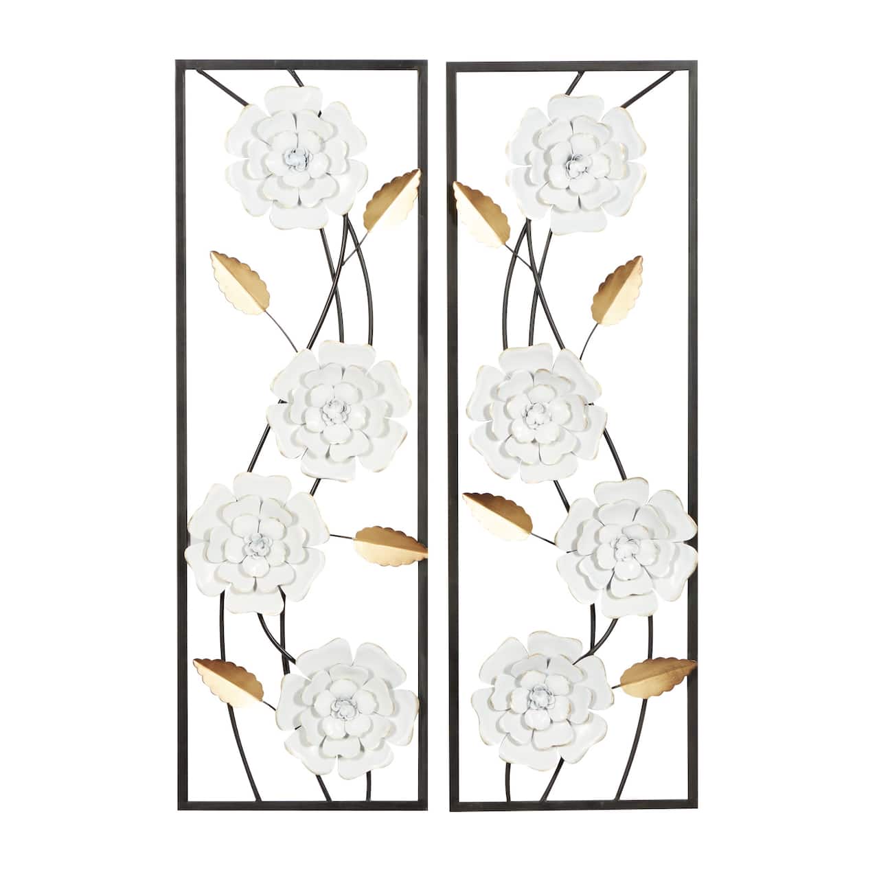 36&#x22; White Floral Contemporary Wall D&#xE9;cor Set